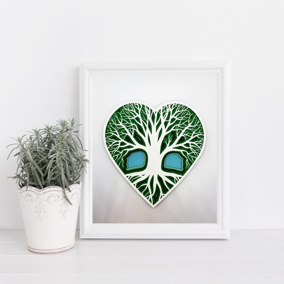 Bring Nature Indoors with our Tree Heart Layered Mandala Home Décor in a Shadow - Picture 1 of 2